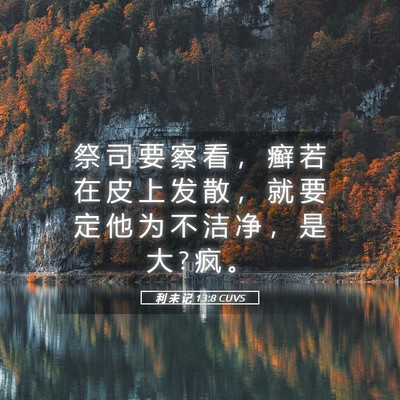Picture 05 - 利 未 记 13:8 CUVS - 祭 司 要 察 看 ， 癣 若 在 皮 上 发 - Bible Verse Picture