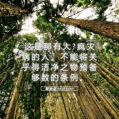 Picture 05 - 利 未 记 14:32 CUVS - 这 是 那 有 大 ? 疯 灾 病 的 人 、 不 - Bible Verse Picture