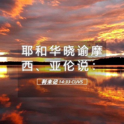 Picture 05 - 利 未 记 14:33 CUVS - 耶 和 华 晓 谕 摩 西 、 亚 伦 说 - Bible Verse Picture
