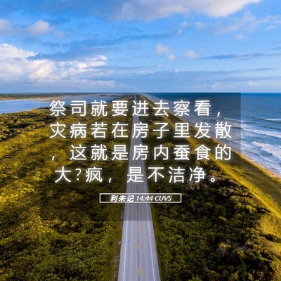 Picture 05 - 利 未 记 14:44 CUVS - 祭 司 就 要 进 去 察 看 ， 灾 病 若 - Bible Verse Picture