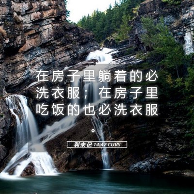 Picture 05 - 利 未 记 14:47 CUVS - 在 房 子 里 躺 着 的 必 洗 衣 服 ； - Bible Verse Picture