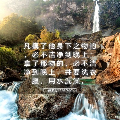 Picture 05 - 利 未 记 15:10 CUVS - 凡 摸 了 他 身 下 之 物 的 ， 必 不 - Bible Verse Picture