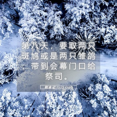 Picture 05 - 利 未 记 15:29 CUVS - 第 八 天 ， 要 取 两 只 斑 鸠 或 是 - Bible Verse Picture