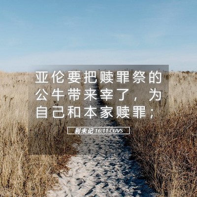 Picture 05 - 利 未 记 16:11 CUVS - 亚 伦 要 把 赎 罪 祭 的 公 牛 带 来 - Bible Verse Picture
