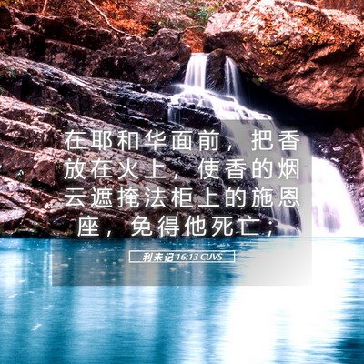 Picture 05 - 利 未 记 16:13 CUVS - 在 耶 和 华 面 前 ， 把 香 放 在 火 - Bible Verse Picture