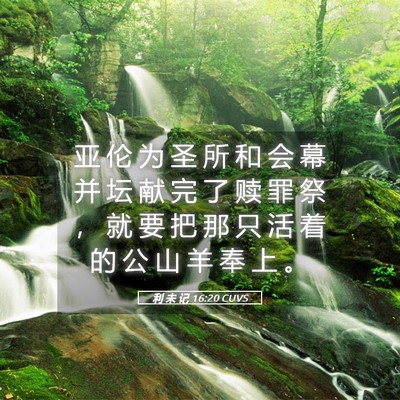 Picture 05 - 利 未 记 16:20 CUVS - 亚 伦 为 圣 所 和 会 幕 并 坛 献 完 - Bible Verse Picture