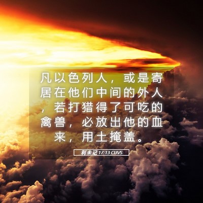 Picture 05 - 利 未 记 17:13 CUVS - 凡 以 色 列 人 ， 或 是 寄 居 在 他 - Bible Verse Picture
