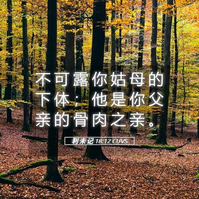 Picture 05 - 利 未 记 18:12 CUVS - 不 可 露 你 姑 母 的 下 体 ； 他 是 - Bible Verse Picture