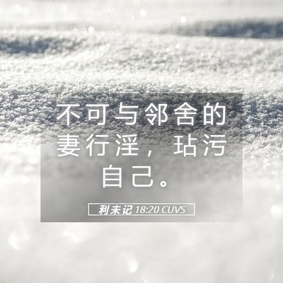 Picture 05 - 利 未 记 18:20 CUVS - 不 可 与 邻 舍 的 妻 行 淫 ， 玷 污 - Bible Verse Picture