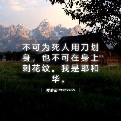 Picture 05 - 利 未 记 19:28 CUVS - 不 可 为 死 人 用 刀 划 身 ， 也 不 - Bible Verse Picture