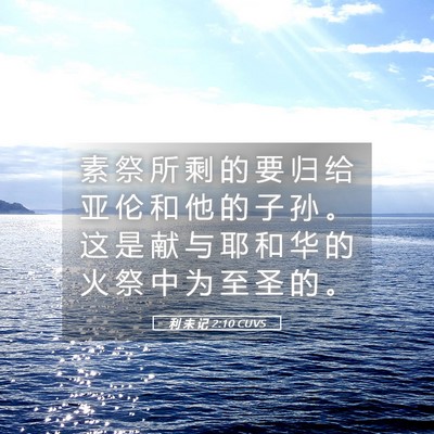 Picture 05 - 利 未 记 2:10 CUVS - 素 祭 所 剩 的 要 归 给 亚 伦 和 他 - Bible Verse Picture