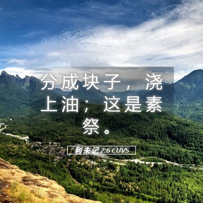 Picture 05 - 利 未 记 2:6 CUVS - 分 成 块 子 ， 浇 上 油 ； 这 是 素 - Bible Verse Picture