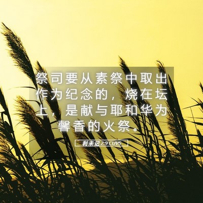 Picture 05 - 利 未 记 2:9 CUVS - 祭 司 要 从 素 祭 中 取 出 作 为 纪 - Bible Verse Picture