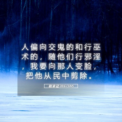 Picture 05 - 利 未 记 20:6 CUVS - 人 偏 向 交 鬼 的 和 行 巫 术 的 ， - Bible Verse Picture