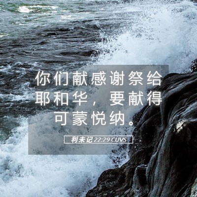 Picture 05 - 利 未 记 22:29 CUVS - 你 们 献 感 谢 祭 给 耶 和 华 ， 要 - Bible Verse Picture