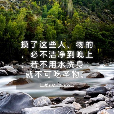 Picture 05 - 利 未 记 22:6 CUVS - 摸 了 这 些 人 、 物 的 ， 必 不 洁 - Bible Verse Picture