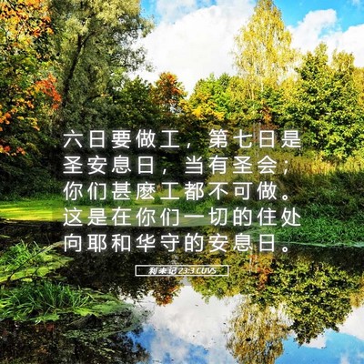 Picture 05 - 利 未 记 23:3 CUVS - 六 日 要 做 工 ， 第 七 日 是 圣 安 - Bible Verse Picture