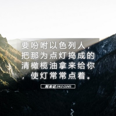 Picture 05 - 利 未 记 24:2 CUVS - 要 吩 咐 以 色 列 人 ， 把 那 为 点 - Bible Verse Picture