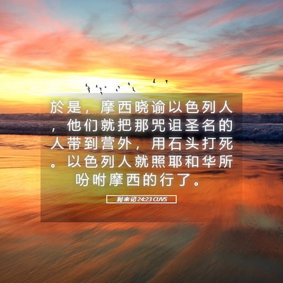 Picture 05 - 利 未 记 24:23 CUVS - 於 是 ， 摩 西 晓 谕 以 色 列 人 ， - Bible Verse Picture