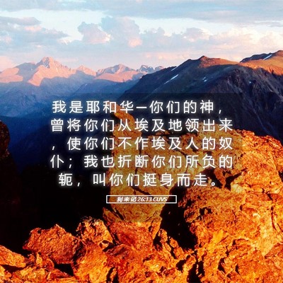 Picture 05 - 利 未 记 26:13 CUVS - 我 是 耶 和 华 ─ 你 们 的 神 ， 曾 - Bible Verse Picture