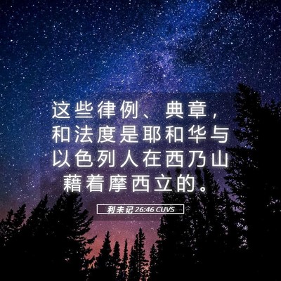 Picture 05 - 利 未 记 26:46 CUVS - 这 些 律 例 、 典 章 ， 和 法 度 是 - Bible Verse Picture
