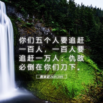 Picture 05 - 利 未 记 26:8 CUVS - 你 们 五 个 人 要 追 赶 一 百 人 ， - Bible Verse Picture