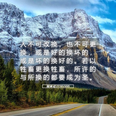Picture 05 - 利 未 记 27:10 CUVS - 人 不 可 改 换 ， 也 不 可 更 换 ， - Bible Verse Picture