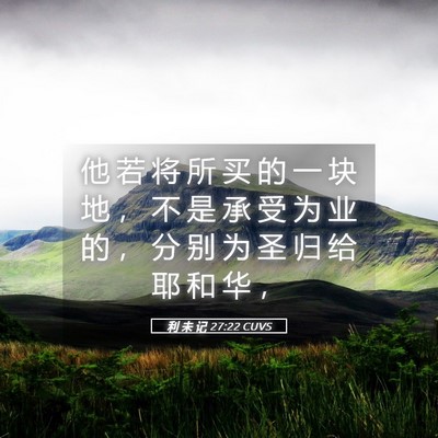 Picture 05 - 利 未 记 27:22 CUVS - 他 若 将 所 买 的 一 块 地 ， 不 是 - Bible Verse Picture