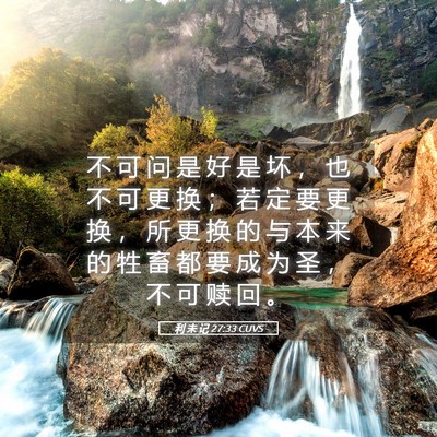 Picture 05 - 利 未 记 27:33 CUVS - 不 可 问 是 好 是 坏 ， 也 不 可 更 - Bible Verse Picture