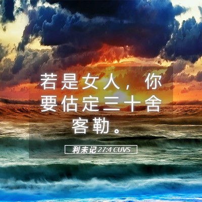 Picture 05 - 利 未 记 27:4 CUVS - 若 是 女 人 ， 你 要 估 定 三 十 舍 - Bible Verse Picture