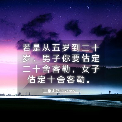 Picture 05 - 利 未 记 27:5 CUVS - 若 是 从 五 岁 到 二 十 岁 ， 男 子 - Bible Verse Picture