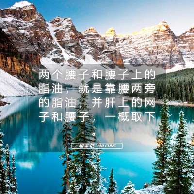 Picture 05 - 利 未 记 3:10 CUVS - 两 个 腰 子 和 腰 子 上 的 脂 油 ， - Bible Verse Picture