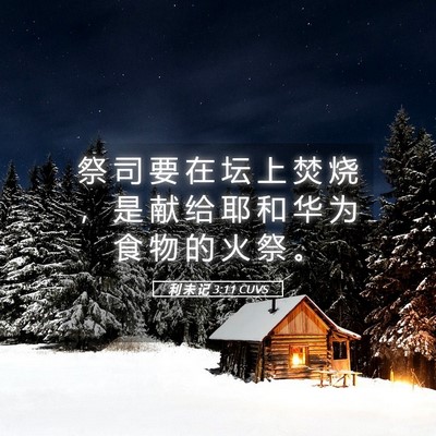 Picture 05 - 利 未 记 3:11 CUVS - 祭 司 要 在 坛 上 焚 烧 ， 是 献 给 - Bible Verse Picture