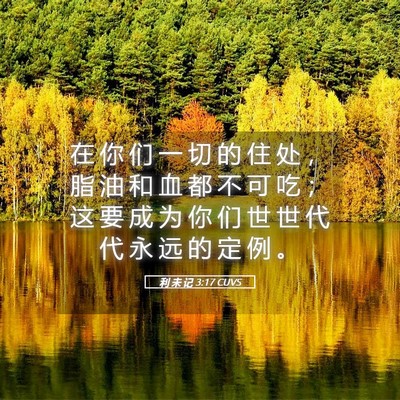 Picture 05 - 利 未 记 3:17 CUVS - 在 你 们 一 切 的 住 处 ， 脂 油 和 - Bible Verse Picture