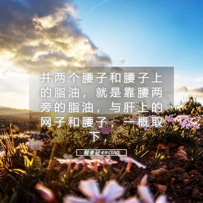 Picture 05 - 利 未 记 4:9 CUVS - 并 两 个 腰 子 和 腰 子 上 的 脂 油 - Bible Verse Picture