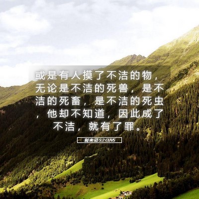 Picture 05 - 利 未 记 5:2 CUVS - 或 是 有 人 摸 了 不 洁 的 物 ， 无 - Bible Verse Picture