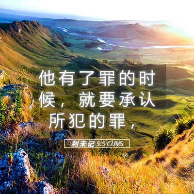 Picture 05 - 利 未 记 5:5 CUVS - 他 有 了 罪 的 时 候 ， 就 要 承 认 - Bible Verse Picture