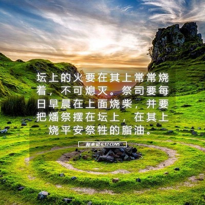 Picture 05 - 利 未 记 6:12 CUVS - 坛 上 的 火 要 在 其 上 常 常 烧 着 - Bible Verse Picture