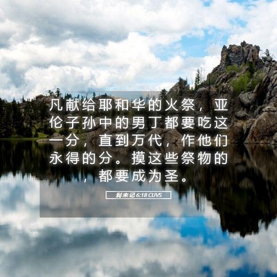 Picture 05 - 利 未 记 6:18 CUVS - 凡 献 给 耶 和 华 的 火 祭 ， 亚 伦 - Bible Verse Picture