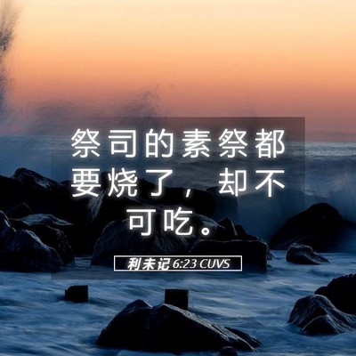Picture 05 - 利 未 记 6:23 CUVS - 祭 司 的 素 祭 都 要 烧 了 ， 却 不 - Bible Verse Picture