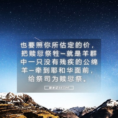 Picture 05 - 利 未 记 6:6 CUVS - 也 要 照 你 所 估 定 的 价 ， 把 赎 - Bible Verse Picture