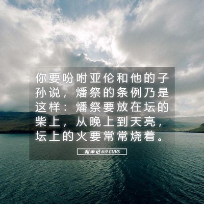 Picture 05 - 利 未 记 6:9 CUVS - 你 要 吩 咐 亚 伦 和 他 的 子 孙 说 - Bible Verse Picture