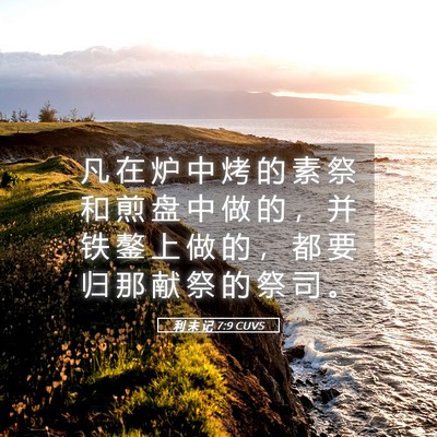 Picture 05 - 利 未 记 7:9 CUVS - 凡 在 炉 中 烤 的 素 祭 和 煎 盘 中 - Bible Verse Picture