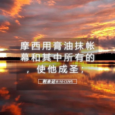 Picture 05 - 利 未 记 8:10 CUVS - 摩 西 用 膏 油 抹 帐 幕 和 其 中 所 - Bible Verse Picture
