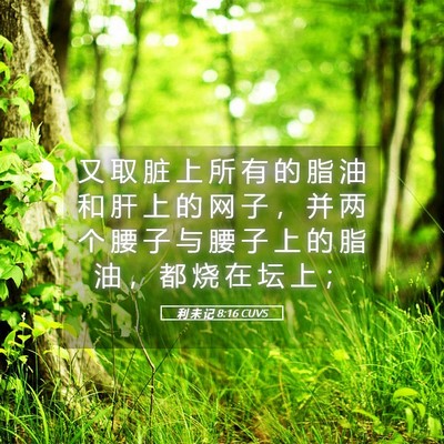 Picture 05 - 利 未 记 8:16 CUVS - 又 取 脏 上 所 有 的 脂 油 和 肝 上 - Bible Verse Picture