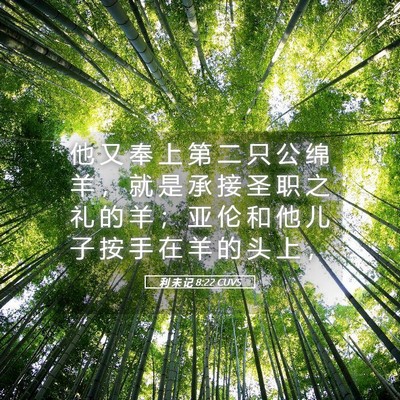 Picture 05 - 利 未 记 8:22 CUVS - 他 又 奉 上 第 二 只 公 绵 羊 ， 就 - Bible Verse Picture