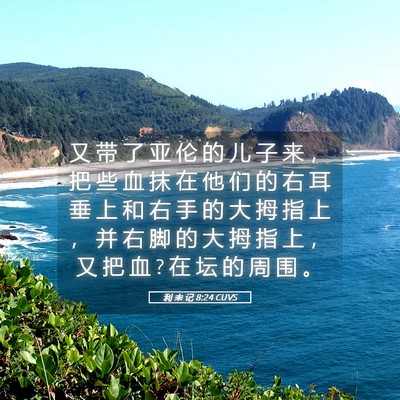 Picture 05 - 利 未 记 8:24 CUVS - 又 带 了 亚 伦 的 儿 子 来 ， 把 些 - Bible Verse Picture