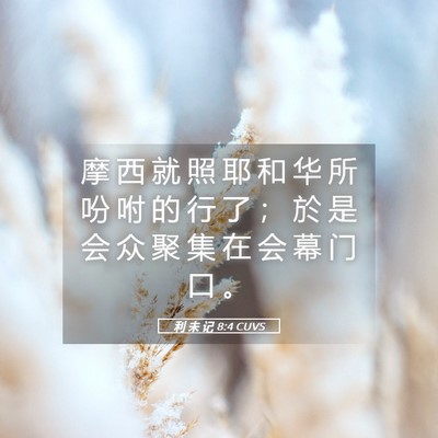 Picture 05 - 利 未 记 8:4 CUVS - 摩 西 就 照 耶 和 华 所 吩 咐 的 行 - Bible Verse Picture
