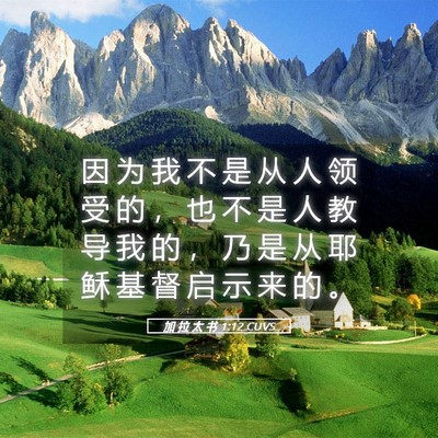 Picture 05 - 加 拉 太 书 1:12 CUVS - 因 为 我 不 是 从 人 领 受 的 ， 也 - Bible Verse Picture