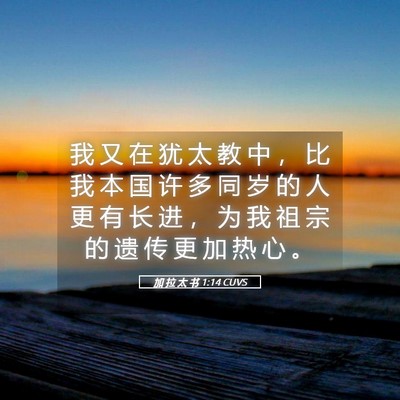 Picture 05 - 加 拉 太 书 1:14 CUVS - 我 又 在 犹 太 教 中 ， 比 我 本 国 - Bible Verse Picture